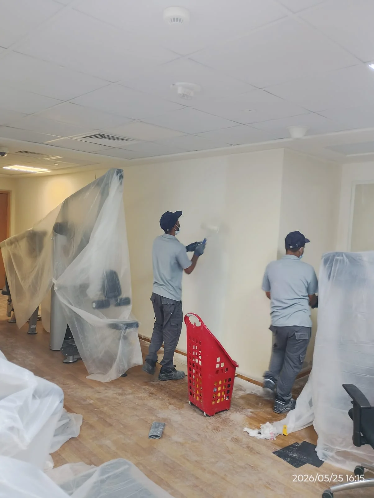 Painting team working inside a Dubai property