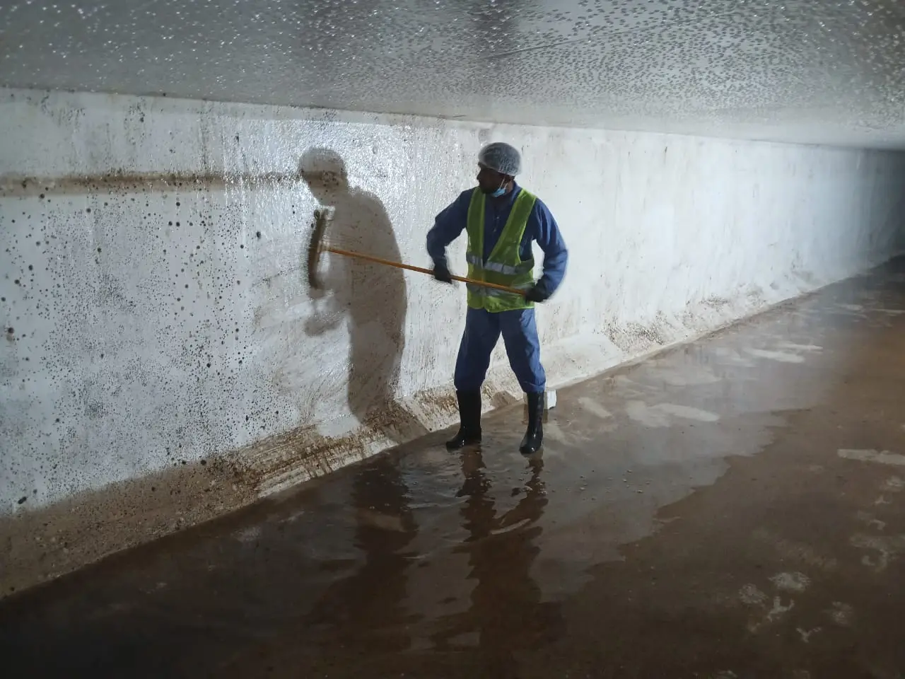 Technician inspecting the interior condition of a water tank in Dubai — supporting project view 1