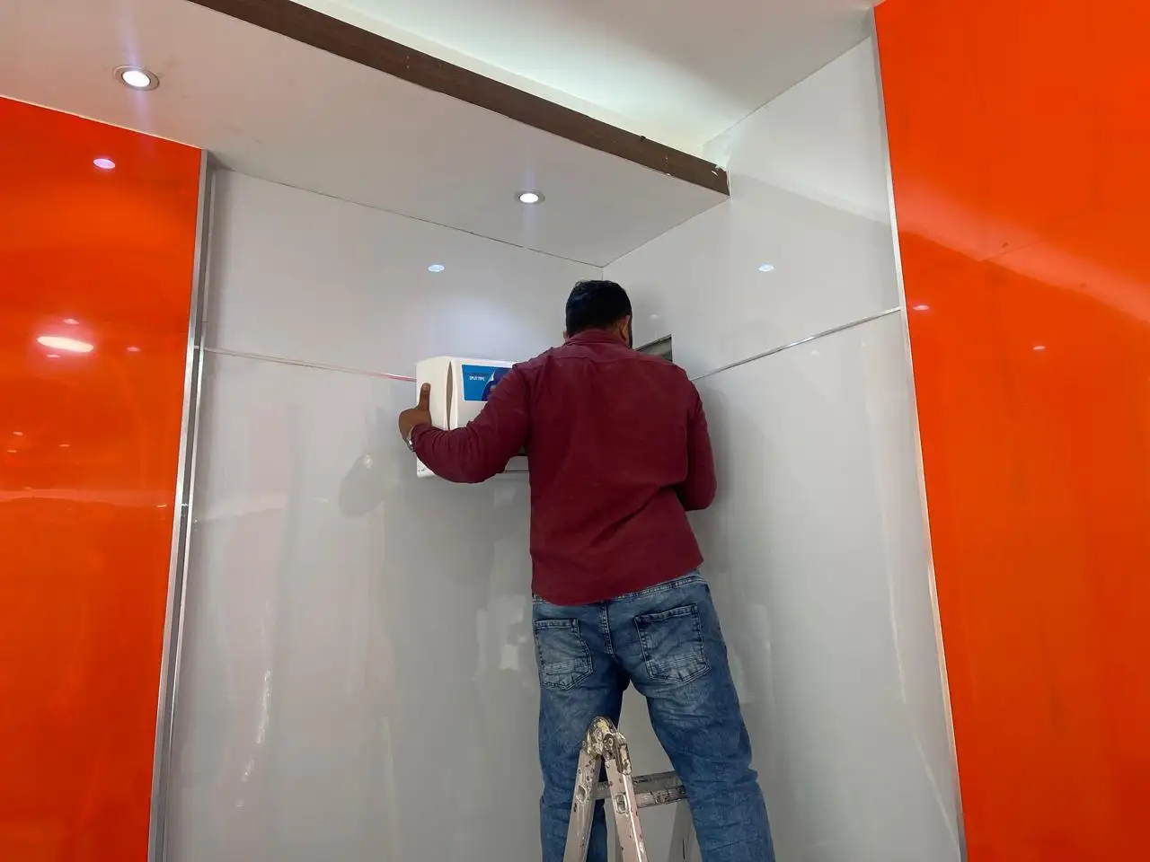 Air conditioning installation work at a Dubai property